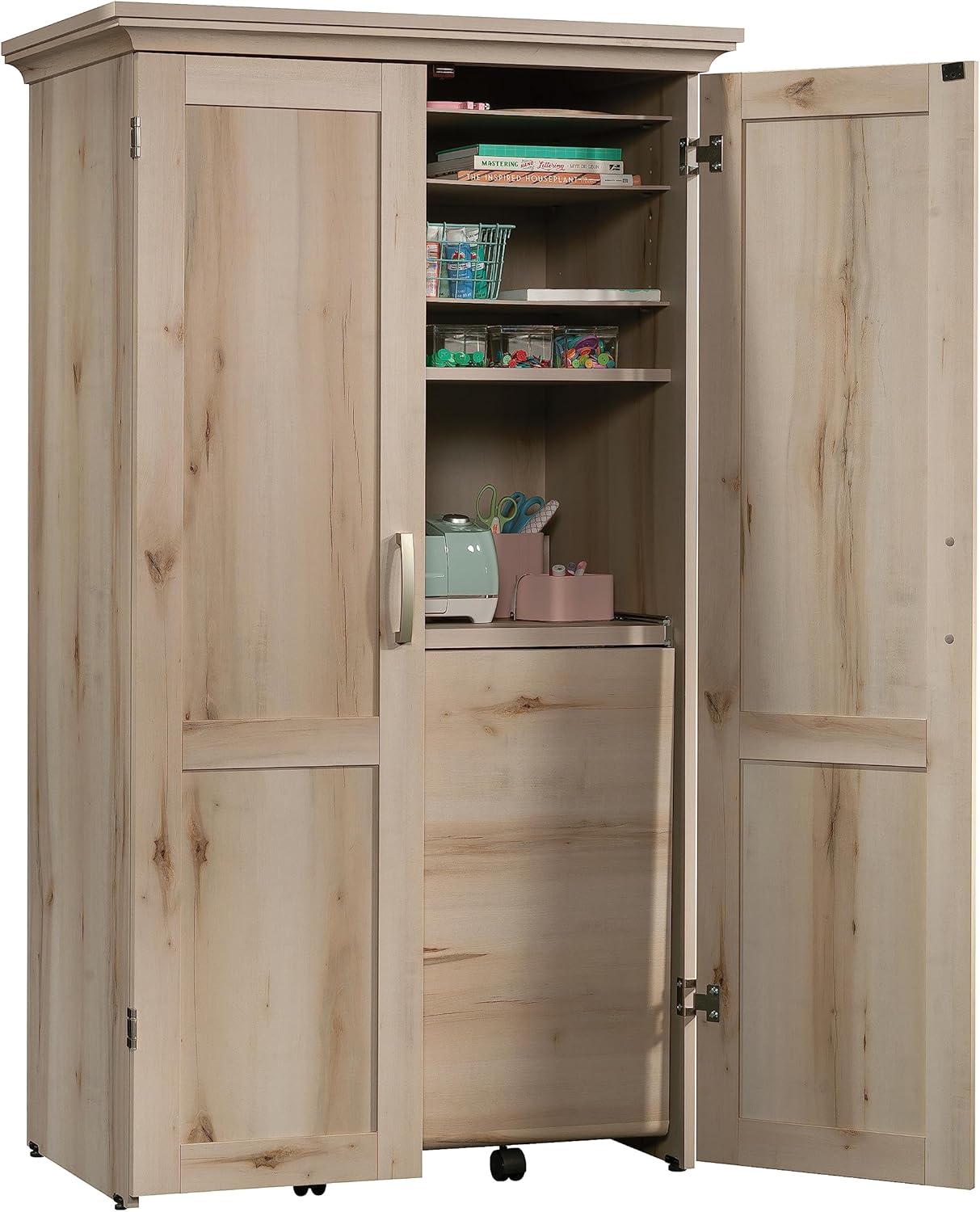 Sauder Miscellaneous Storage Craft & Sewing Armoire, Pacific Maple finish