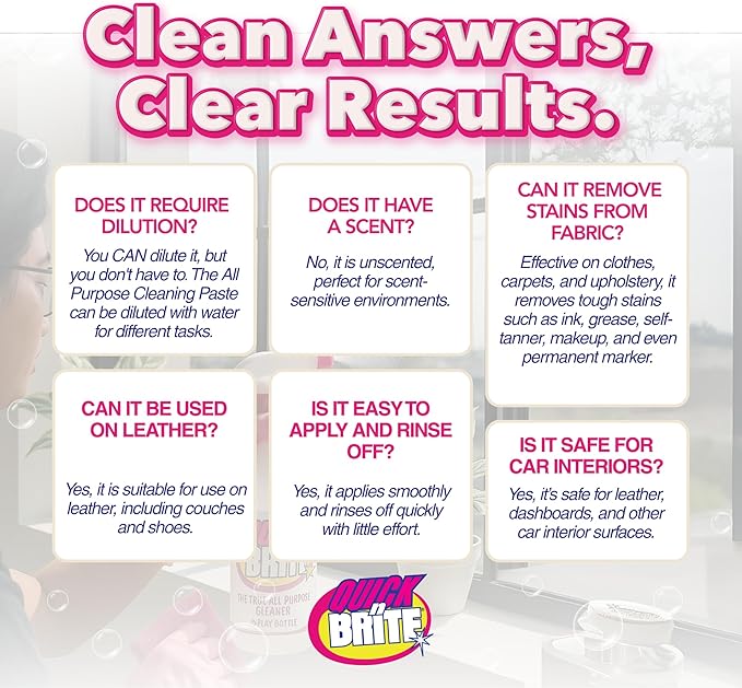 Quick 'n Brite Hardwater Stain Kit - 32oz All Purpose Cleaning Paste, Microfiber Towel, two Melamine Sponges, Scraper Tool
