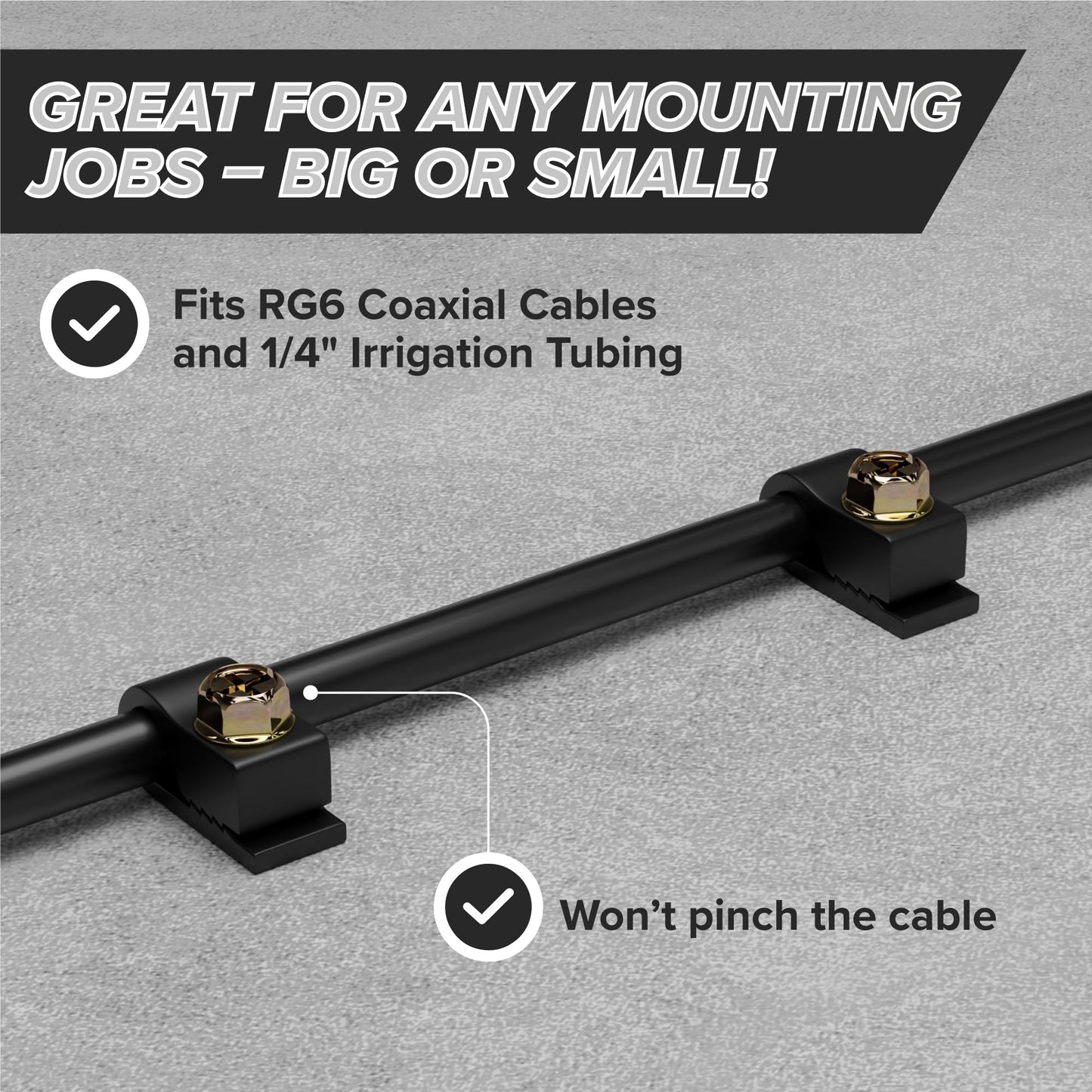 The Cimple Co Wire Clips, Single Cable Wall Clip, Coaxial, Cat6, Electrical Wire, Ethernet, 1/4 In (6 Mm) Screw Fastener, 50 Pac