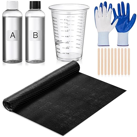 Chunful 15 Pcs Carbon Fiber Repair Kit Includes 59 x 12 Inch 3k 200g Plain Weave Carbon Fiber Sheets 8 oz Epoxy Resin 8oz ...