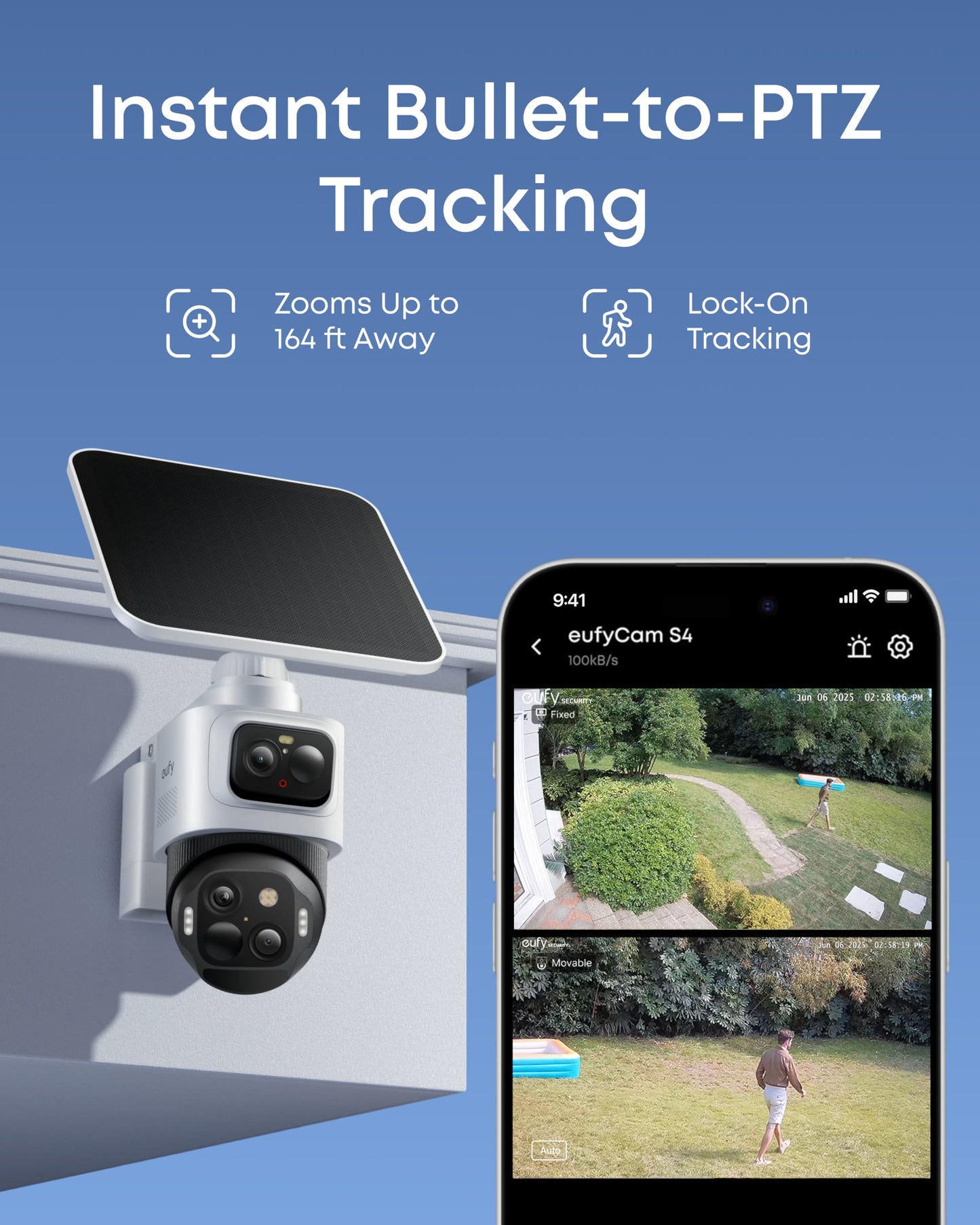 eufy Security eufyCam S4 4-Cam Kit with Video Doorbell E340, 4K Solar Camera Wireless Outdoor, 3-Lens PTZ Cam, 360° View, Whole-Home Coverage, AI Recognition, 8X Zoom, No Monthly Fee, Local Storage