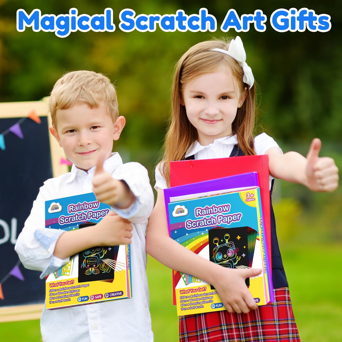 ZMLM Scratch Art for Kids Toy: Rainbow Scratch Paper Art Supplies Kits for Boy Girl Birthday Gift Arts Crafts Classroom Supplies