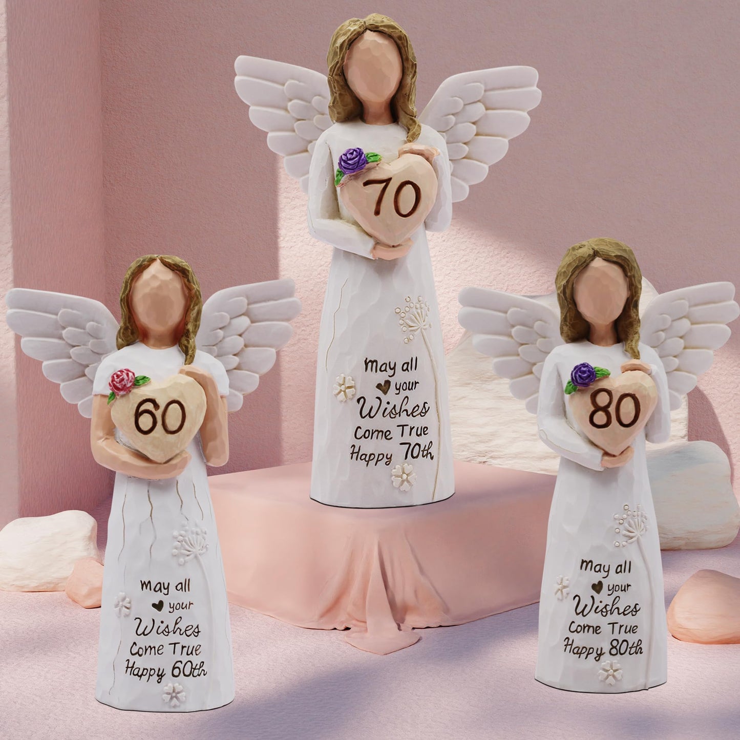 AcowSpt 70th Birthday Gifts for Women, Meaningful 70th Birthday Gifts, Sculpted Hand-Painted Figurine