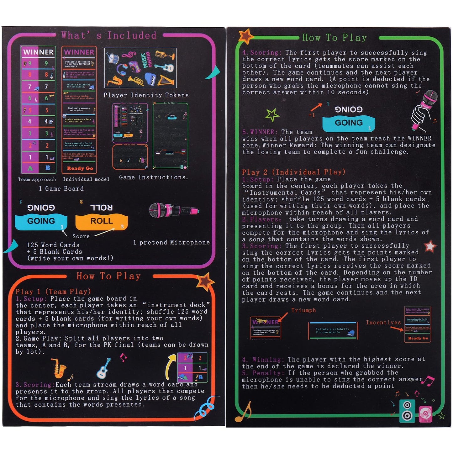 BUSOHA Music Grab Game for Party - 2 in 1 Music Board Toy Design for Bad Singers 125 Cards with 250 Song Lyric and 5 Blank Card for 2-10 Players Gift for Party Music Lovers, Adults and Teens