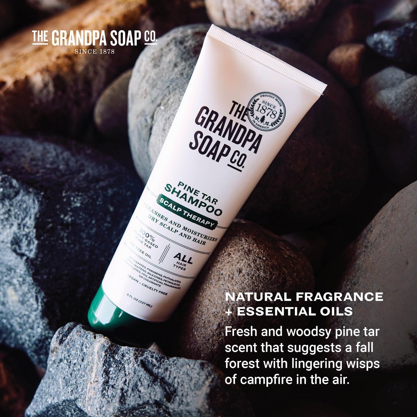 The Grandpa Soap Company Pine Tar Shampoo - Cleanses and Moisturizes Dry Scalp, With Pine Tar and Tea Tree Oil, All Hair Types,