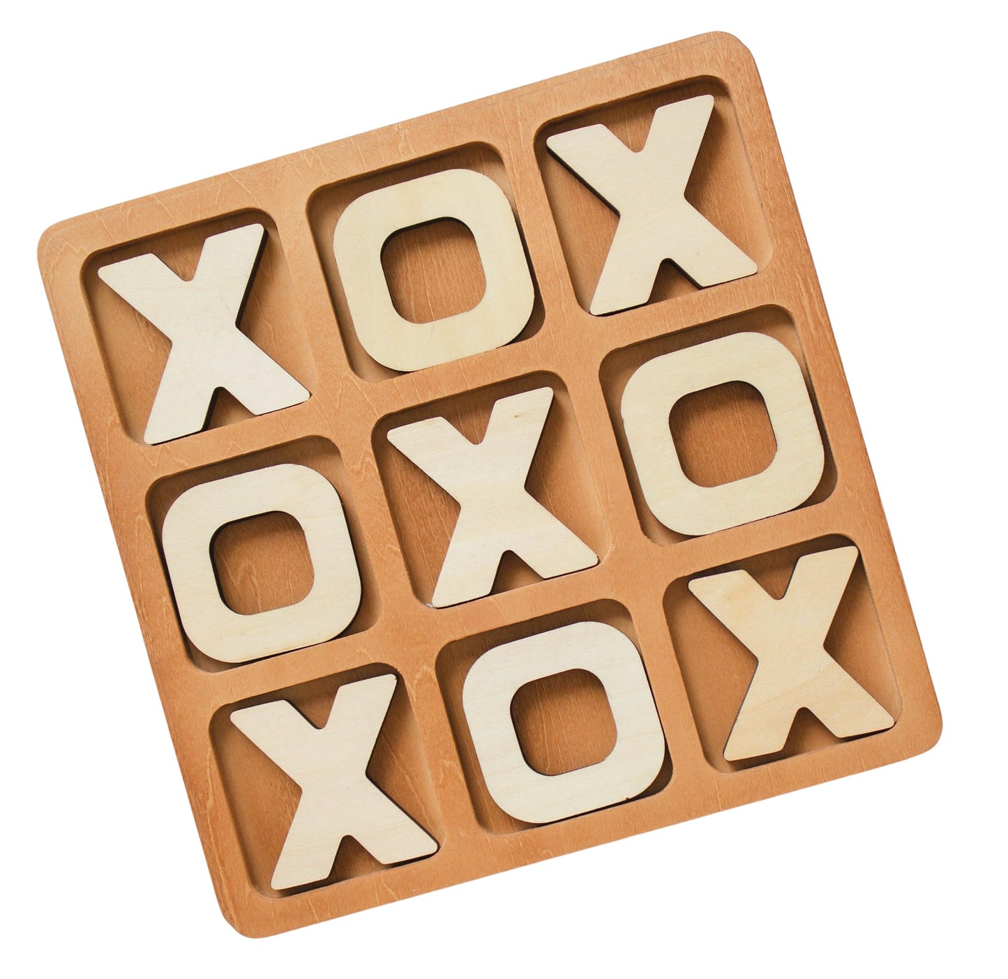Tic Tac Toe Game, Versatile Boho Natural Wood Tic Tac Toe Board for Classic Two Person Games, 8.63 Inches Tic Tac Toe Coffee Table Decor, Two Ways to Play