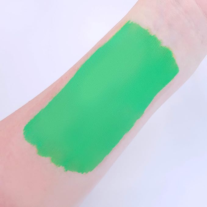 Moon Creations Pro Face & Body Paint Cake Pots Bright Green - Professional Water Based Face Paint Makeup for Adults, Kids - 1.26oz