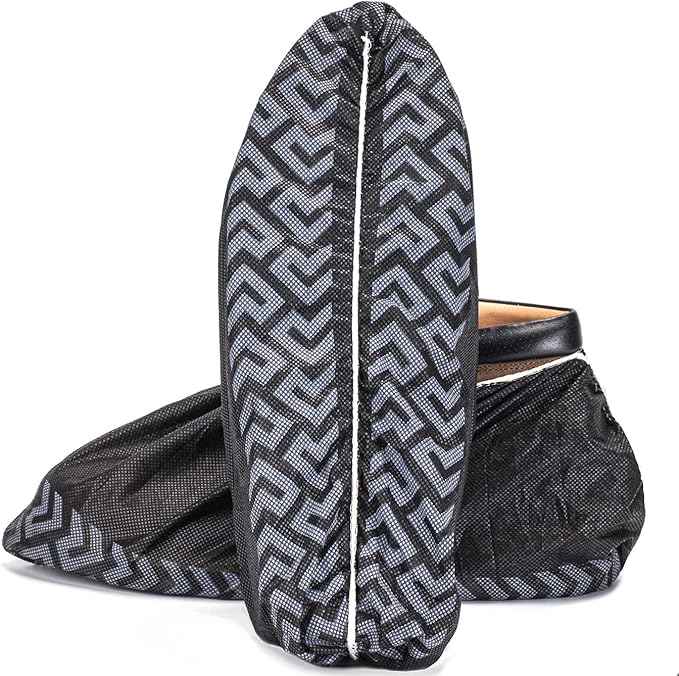 ProtectX Premium Disposable Large Shoe Covers, Slip Resistant, Durable Non-Woven Polypropylene Fabric for Booties, Fits Up to 10.5 US Men and 12 US Women Size, Black 100-pack (50 pairs)