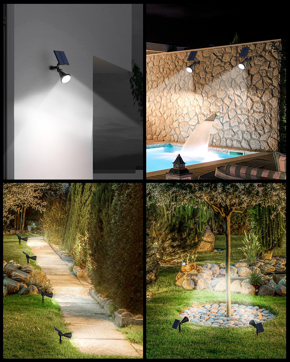 Fratink Solar Spot Lights Outdoor, 8 Pack Outdoor Solar Lights for Yard, 4 Lighting Mode Solar Landscape Spotlights with Auto On/Off, 2-in-1 Waterproof Wall Lights for Garden, Walkway (Cool White)