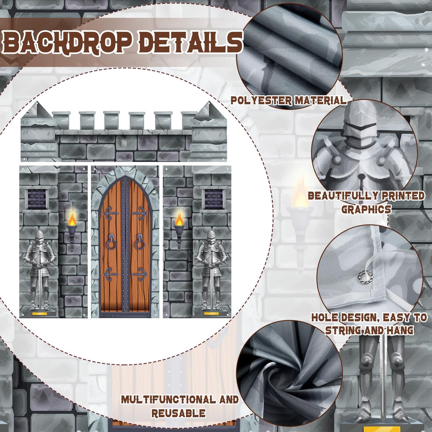 VitalCozy 4 Pcs Halloween Medieval Party Decorations 6.5 x 3 ft Castle Door Banner Covers Medieval Castle Door Decor Backdrop Themed Party Supplies Wall Decor Entrance Decoration