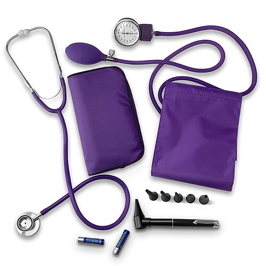ASA TECHMED Nurse Essentials Starter Kit with Handheld Travel Case | 3 Part Kit Includes Adult Aneroid Sphygmomanometer Bl...
