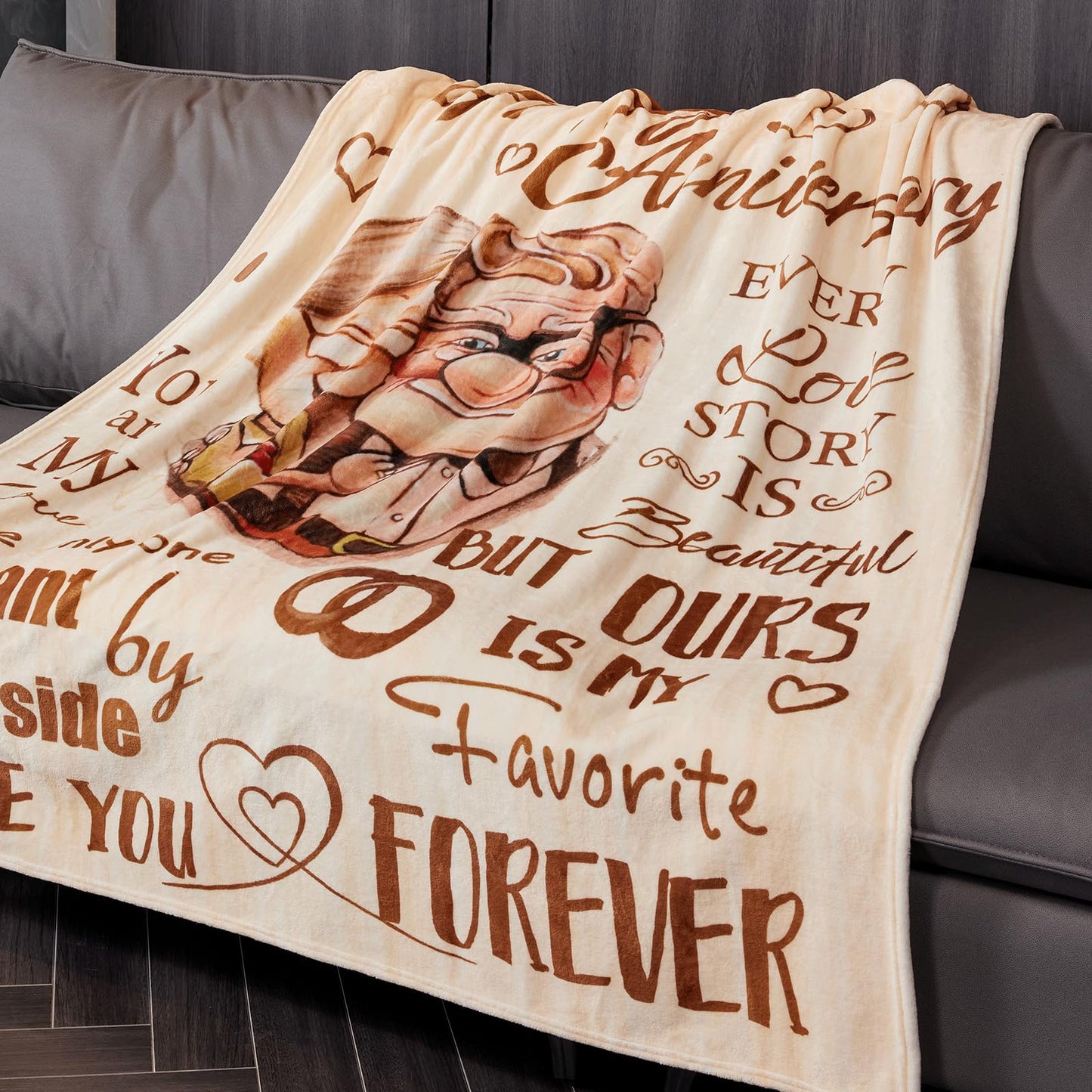 Wedding Anniversary Blanket Gifts for Couple Husband Wife Happy Anniversary 50" X 60" Soft Throw Blanket Anniversary Present for Parents