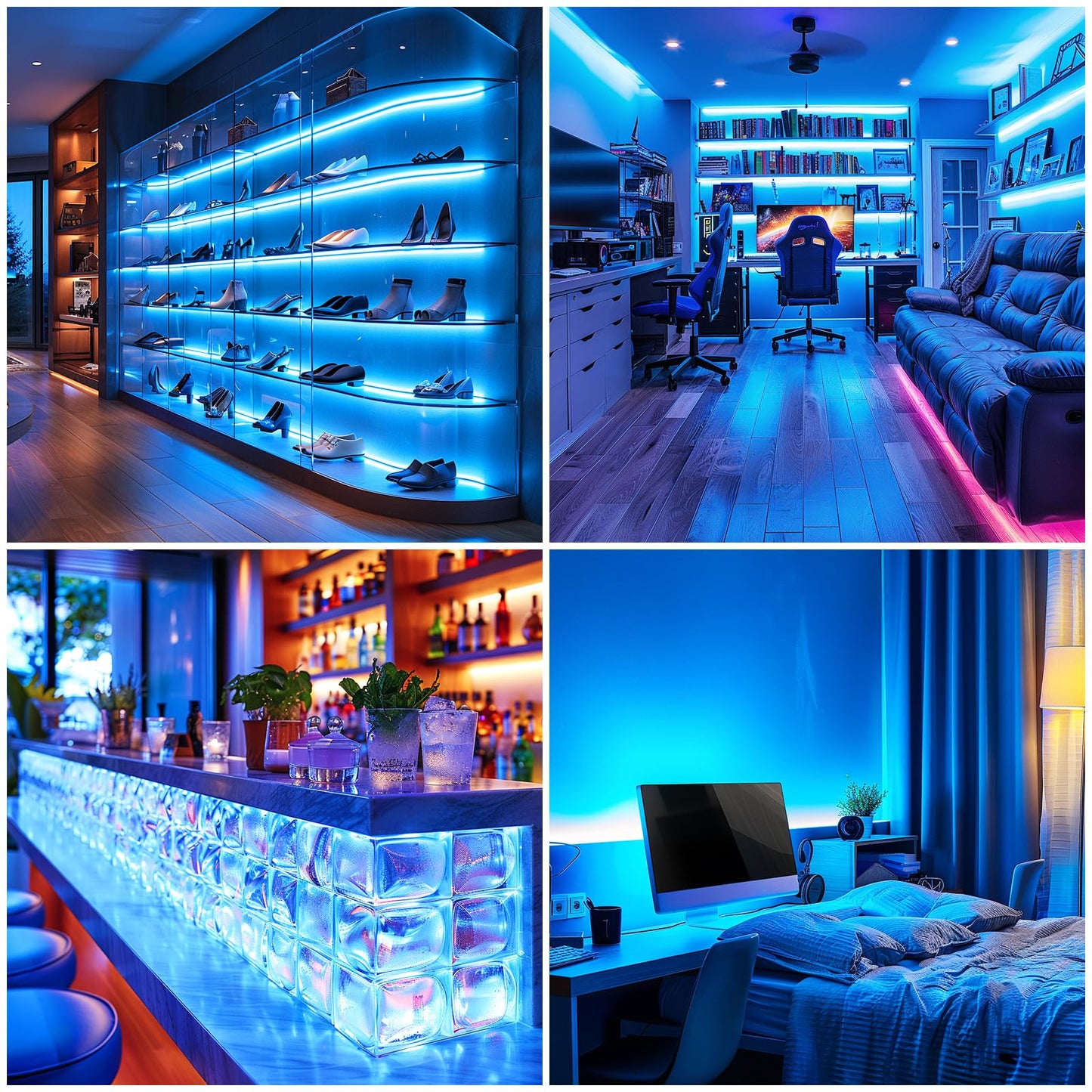 LED Strip Lights ICE Blue COB 320 LEDs High Brightness Indoor Use Flexible Thin LED Lights for Home DIY Display Cabinet 5V USB LED Short Light, Commercial Decoration TV Lights (3.28FT/3Pack)