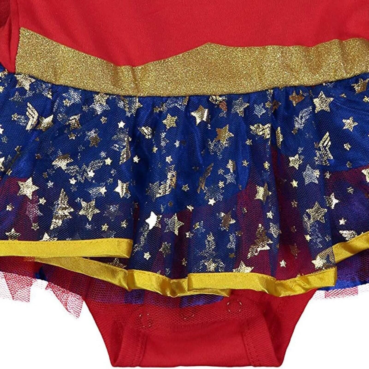 DC Comics Justice League Wonder Woman Newborn Baby Girls Cosplay Costume Bodysuit Dress Cape and Headband Set 0-3 Months