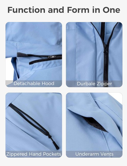 wantdo Women's Interchange Winter Jacket 3 in 1 Skiing Jacket Rain Coat Purple 4X-Large