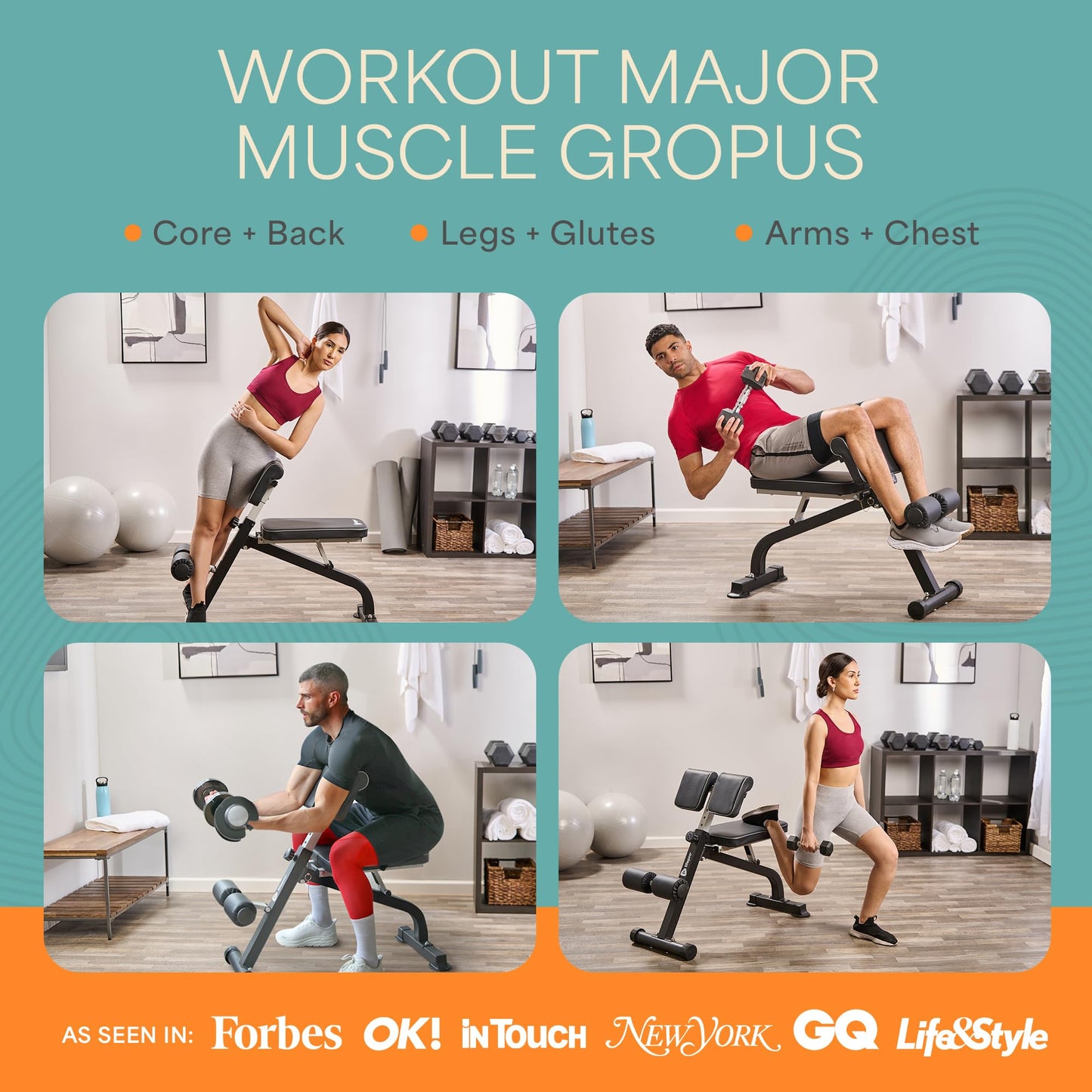 LifePro SculptTrainer Roman Chair with 330 lb Capacity — Incline Adjustable Hyperextension Bench for All-in-One Body Workout — Foldable Home Gym Back Extension Machine for Glutes, Core & Lower Back
