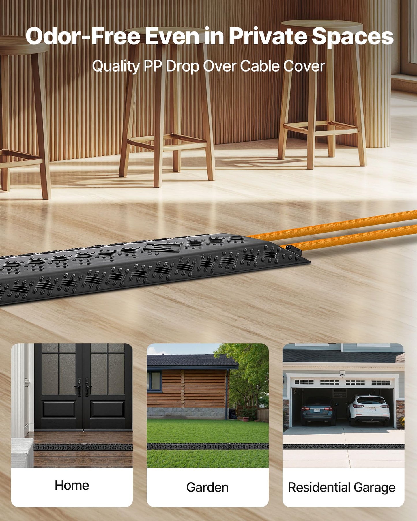 Vevor 3 Pack Drop Over Cable Cover, 2 Channel Heavy Duty Cable Hose Protector Ramp, 38.3 Floor Cord Cover, 17,500 Lbs/Axle Loa