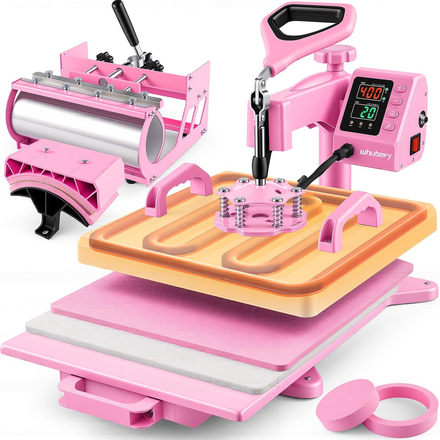 15x15 Heat Press Machine for T Shirts with 30oz Tumbler Press 5-in-1 Slide Out Easy Loading Heat Transfer with Dual-Tube Heating & 4-Zone PID Temp Controller for Quick & Even Heat on Hat Cap Mug Plate