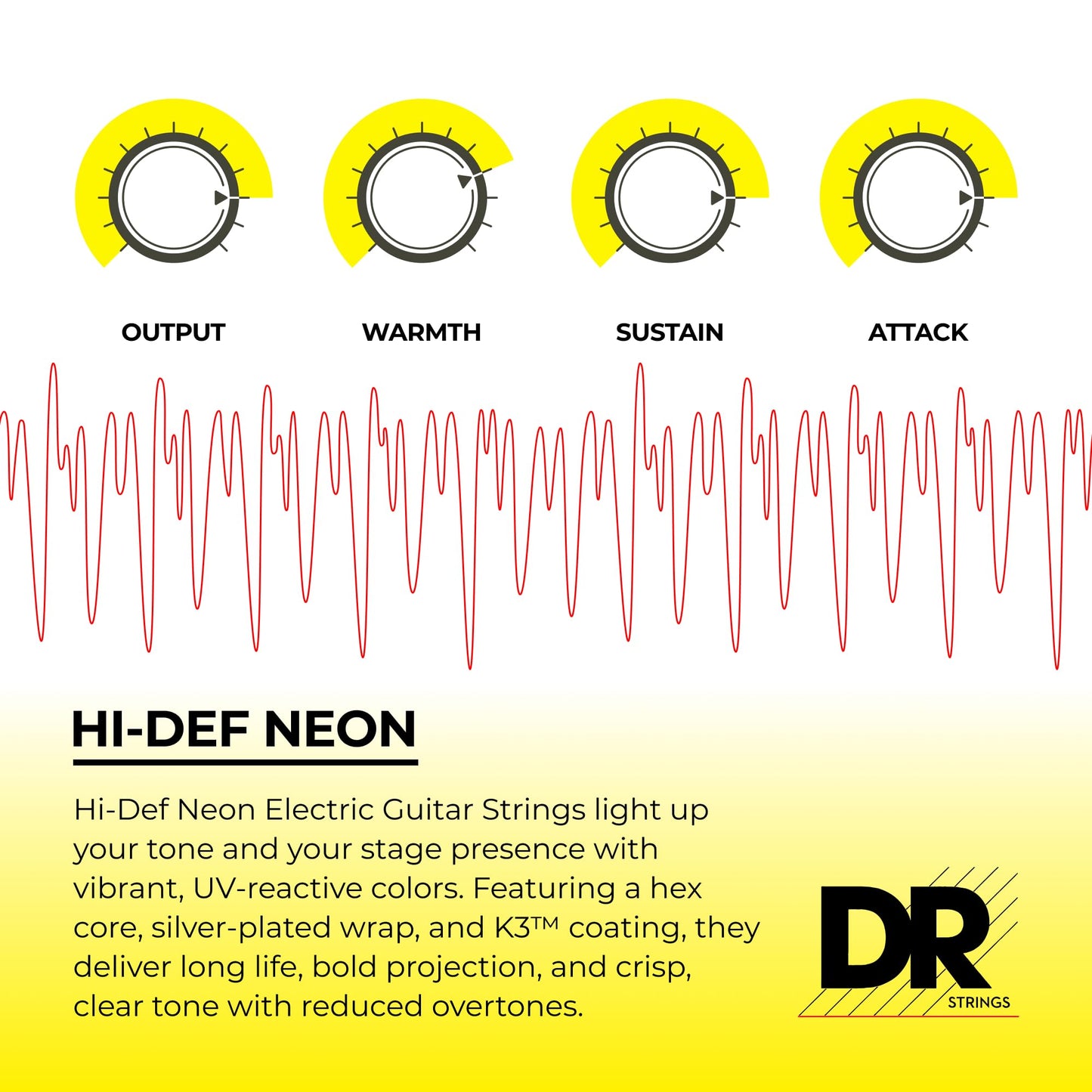 Dr Strings Hi-Def Neon Red Electric Heavy Strings (Nre11)
