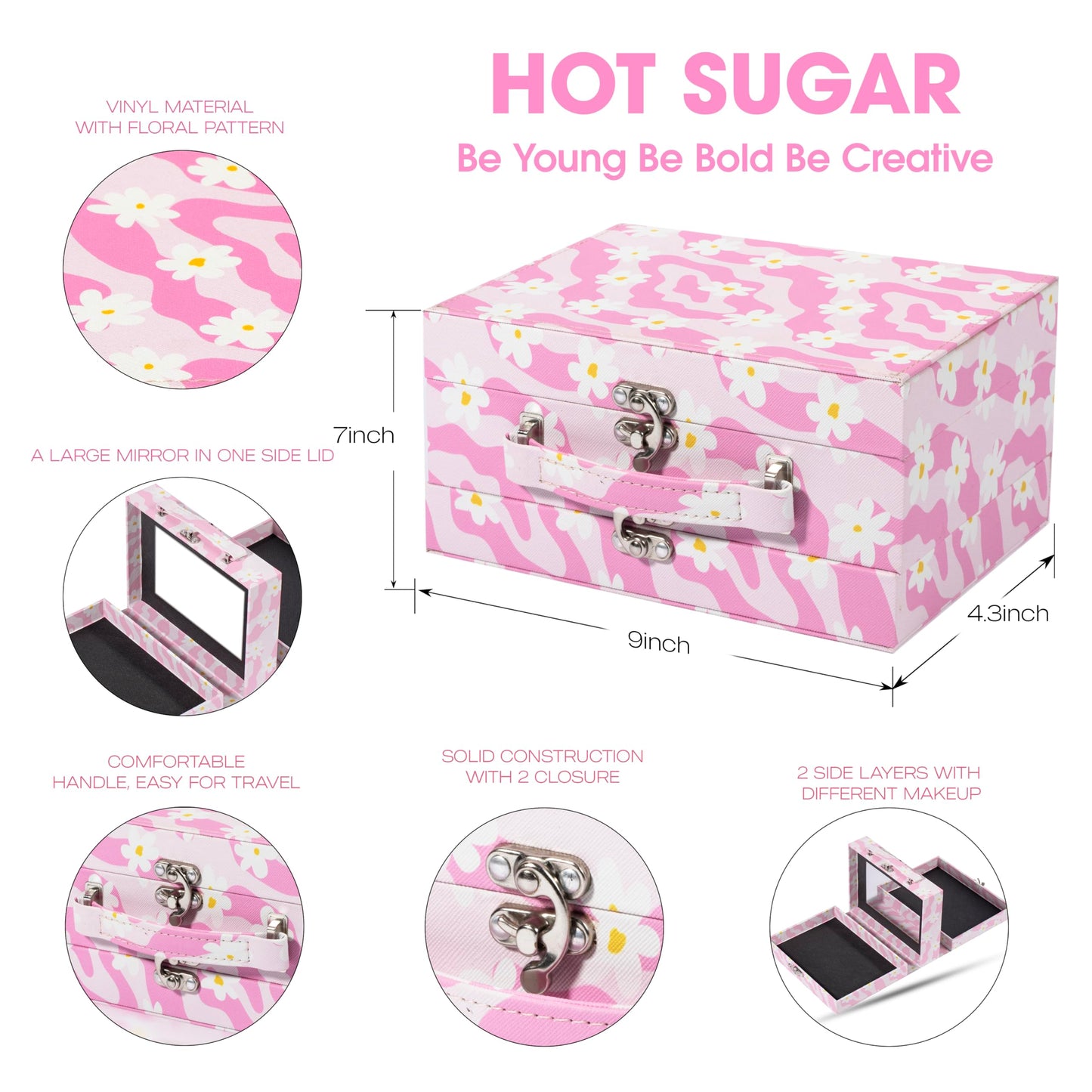 Hot Sugar Makeup Kit for Preteen Girls 10-12, Birthday Christmas Makeup Gift Set for Teens 16-18, All in One Beginner Makeup Kit for Women Full Kit (Floral Pink)