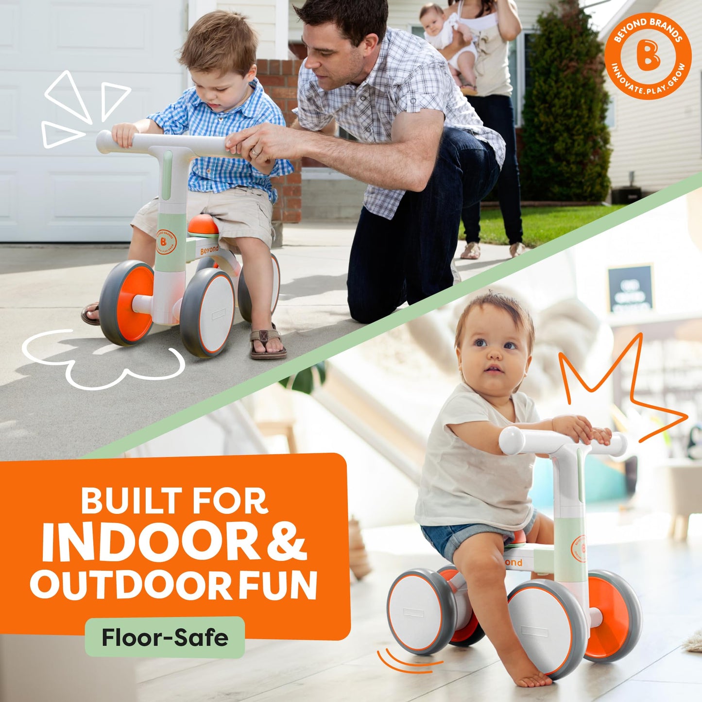Balance Bike with Headlight- Lightweight & Modern Design | Toys For 1 Year Old Boy & Girl- Safe, Easy Build Toddler Bike, First Birthday Gift- Baby Toys 12-18 Months, Non-Slip Wheels, Parent-Approved
