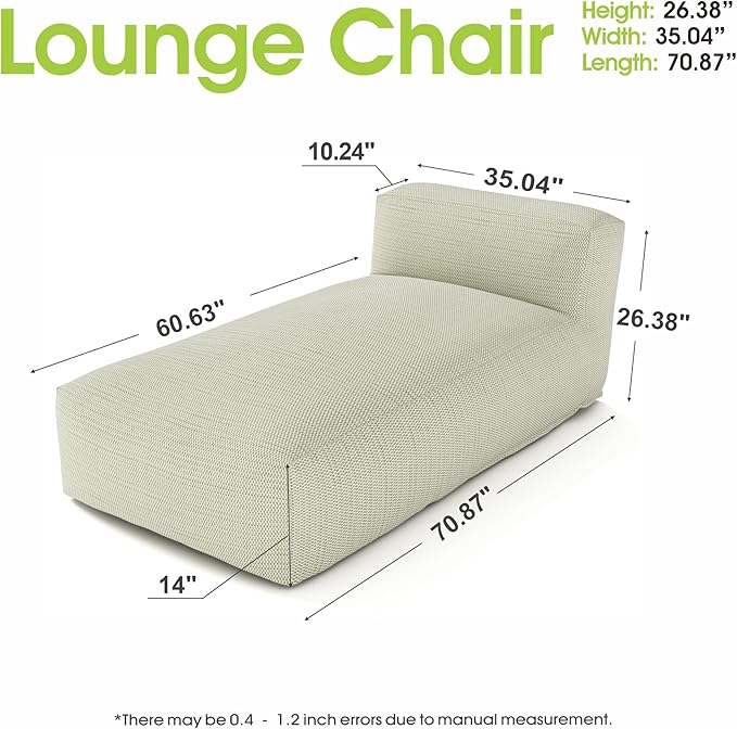 OPEAK Patio Furniture Chaise Lounge Chair Outdoor Reclining Sofa Garden Pool Lounge Chairs for Outside Sunbathing Recliners Outdoor Bed Beach Chaise Lounge Chair Sunbed (Light Green, 70'' Length)