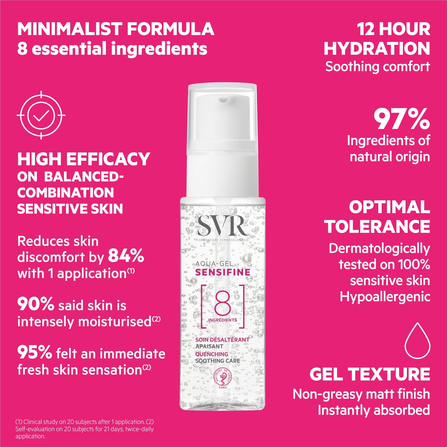 SVR Sensifine Aqua Gel Face Moisturizer with Glycerin, Aloe Vera & Panthenol. Instantly Soothe & Intensely Moisturize Normal to