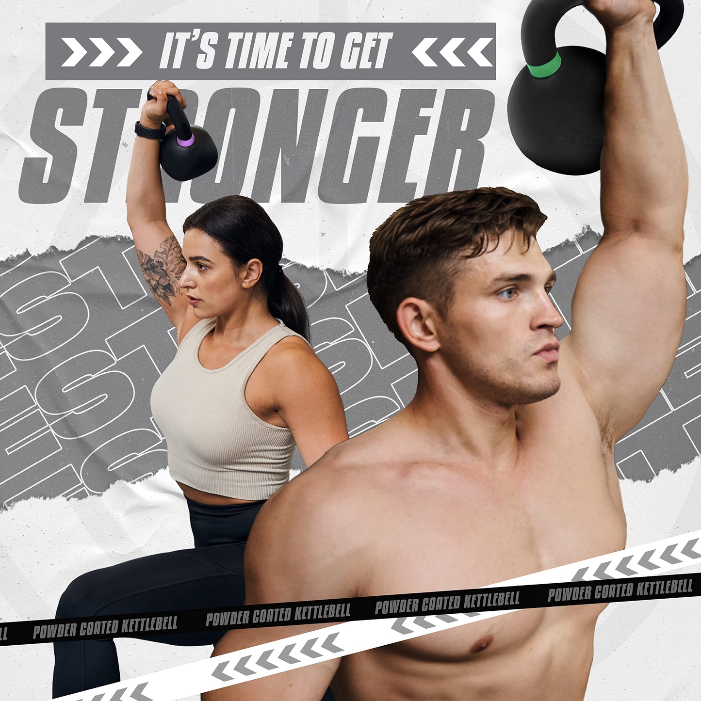 Yes4All Powder Coated Kettlebell, 9 lb Cast Iron Core Kettlebells with Non-Slip Handle & Flat Bottom for Conditioning, Heavy Duty for Strength Training - Single, White