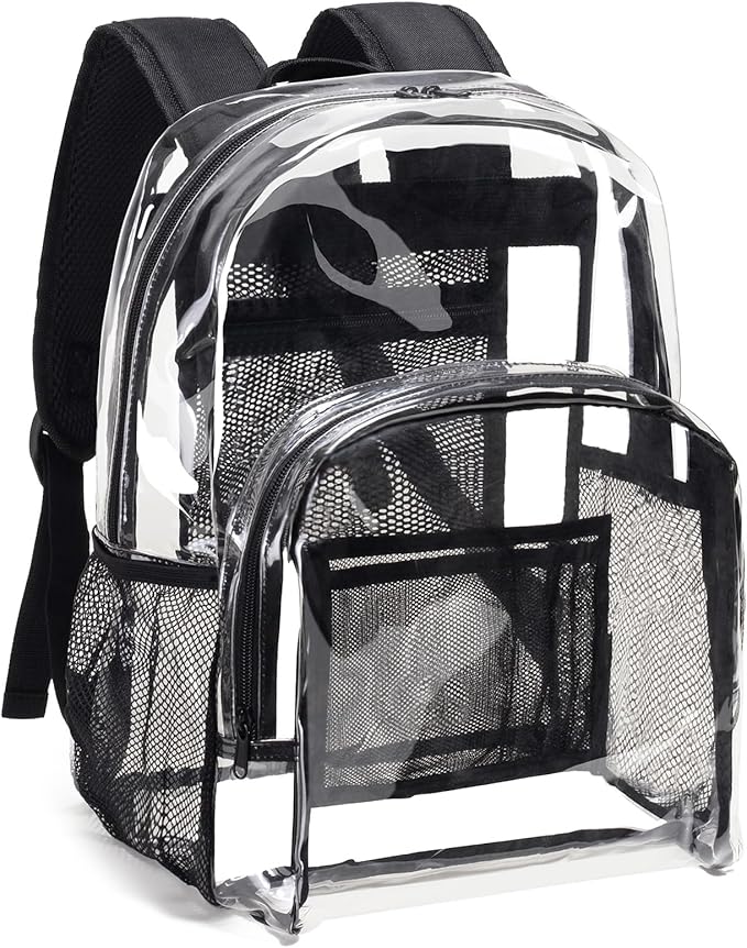 Vorspack Clear Backpack Heavy Duty PVC Transparent Backpack with Reinforced Strap Stitches & Large Capacity for College Wo...