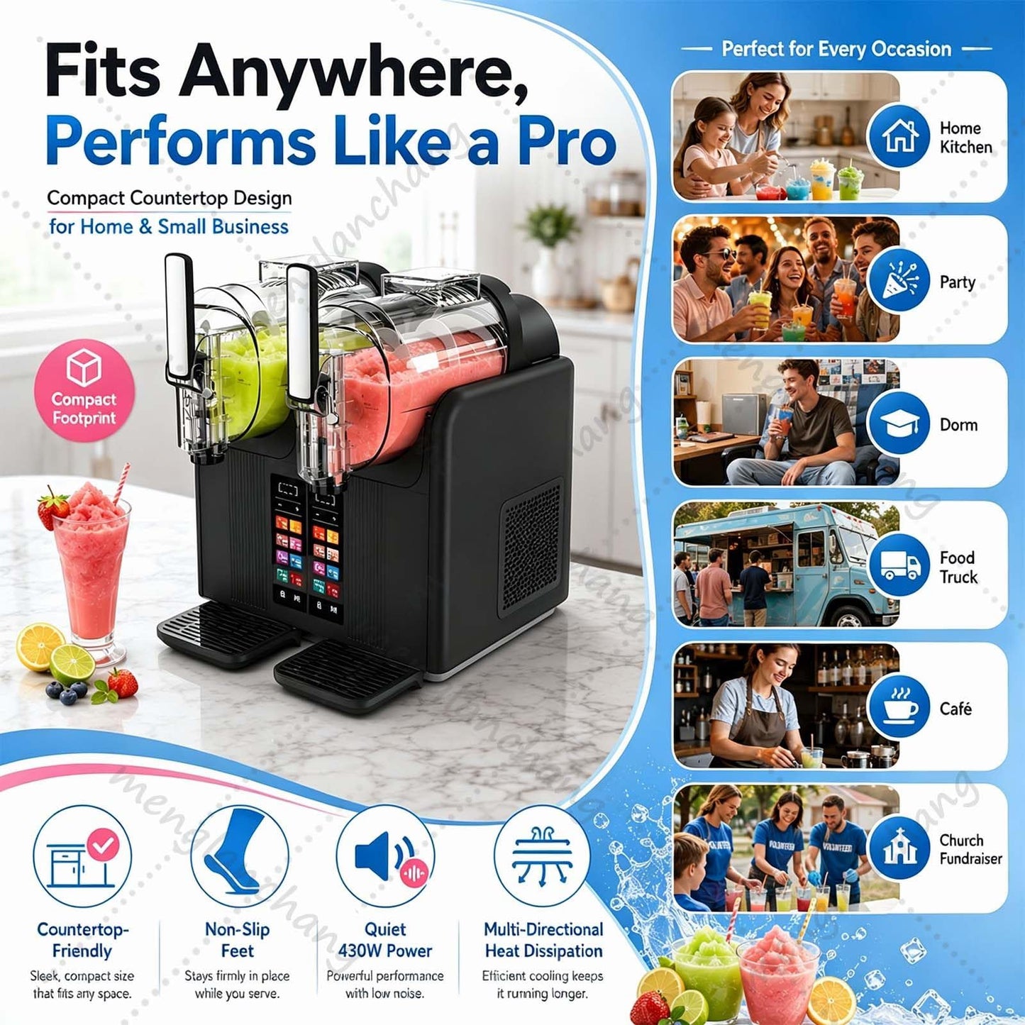 Slush Machine | Soft ServeIce Cream Maker | Slushy Machine Dual Tank 2x2L for Home/Commercial,No ice needed w/Rapid Chill&Temperature Control/Touchscreenfor Margarita,Frappé,Easy Clean Black