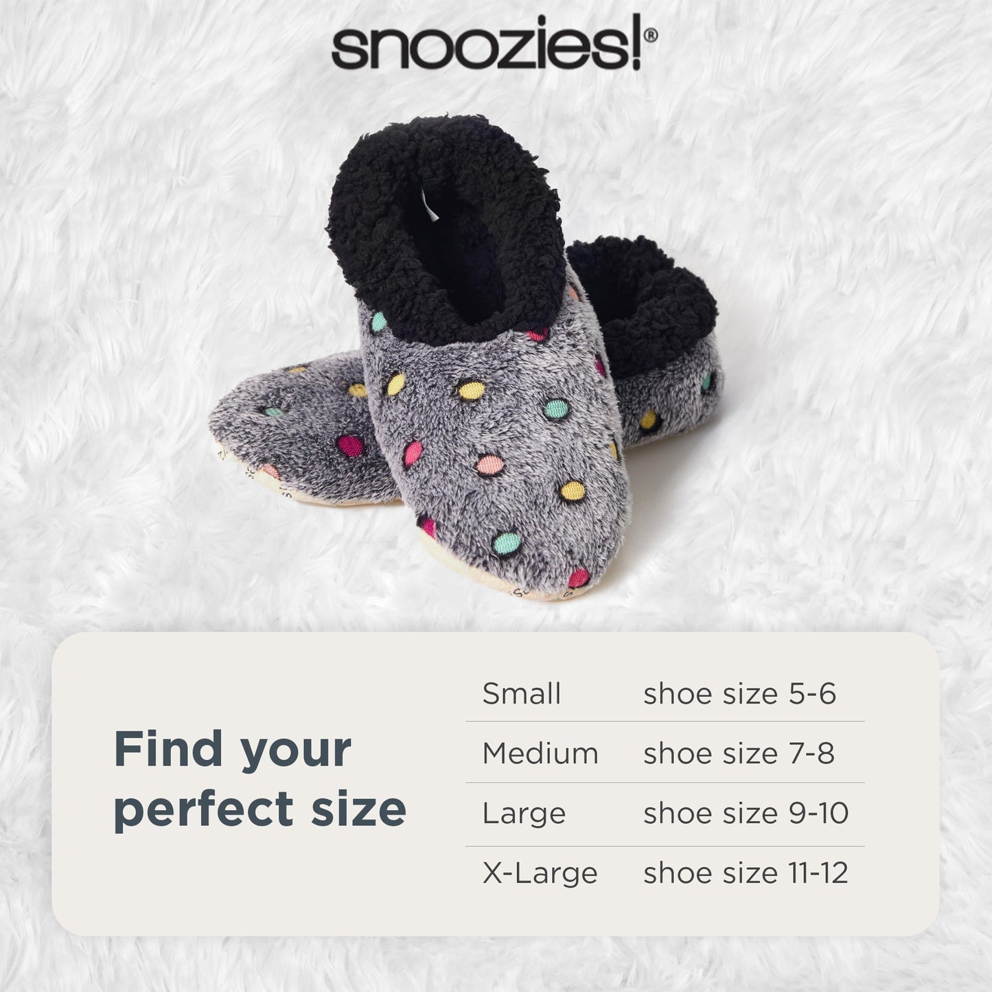 Snoozies Slippers for Women | Lotsa Dots Colorful Cozy Sherpa Slipper Socks | Womens House Slippers | Cozy Slippers for Women | Fuzzy Slippers | Black | Large