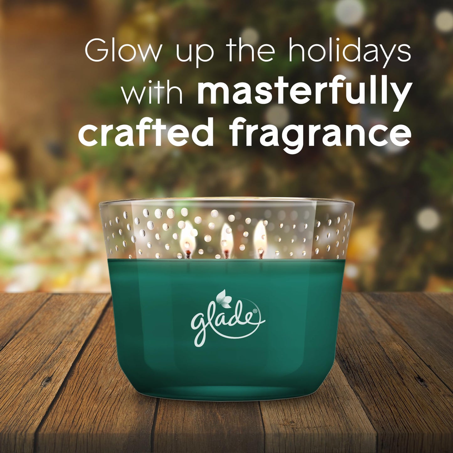 Glade Candle Twinkling Pine & Cedar, Fragrance Candle Infused with Essential Oils, Air Freshener Candle, 3-Wick Candle, 6.8 Oz, 3 Count