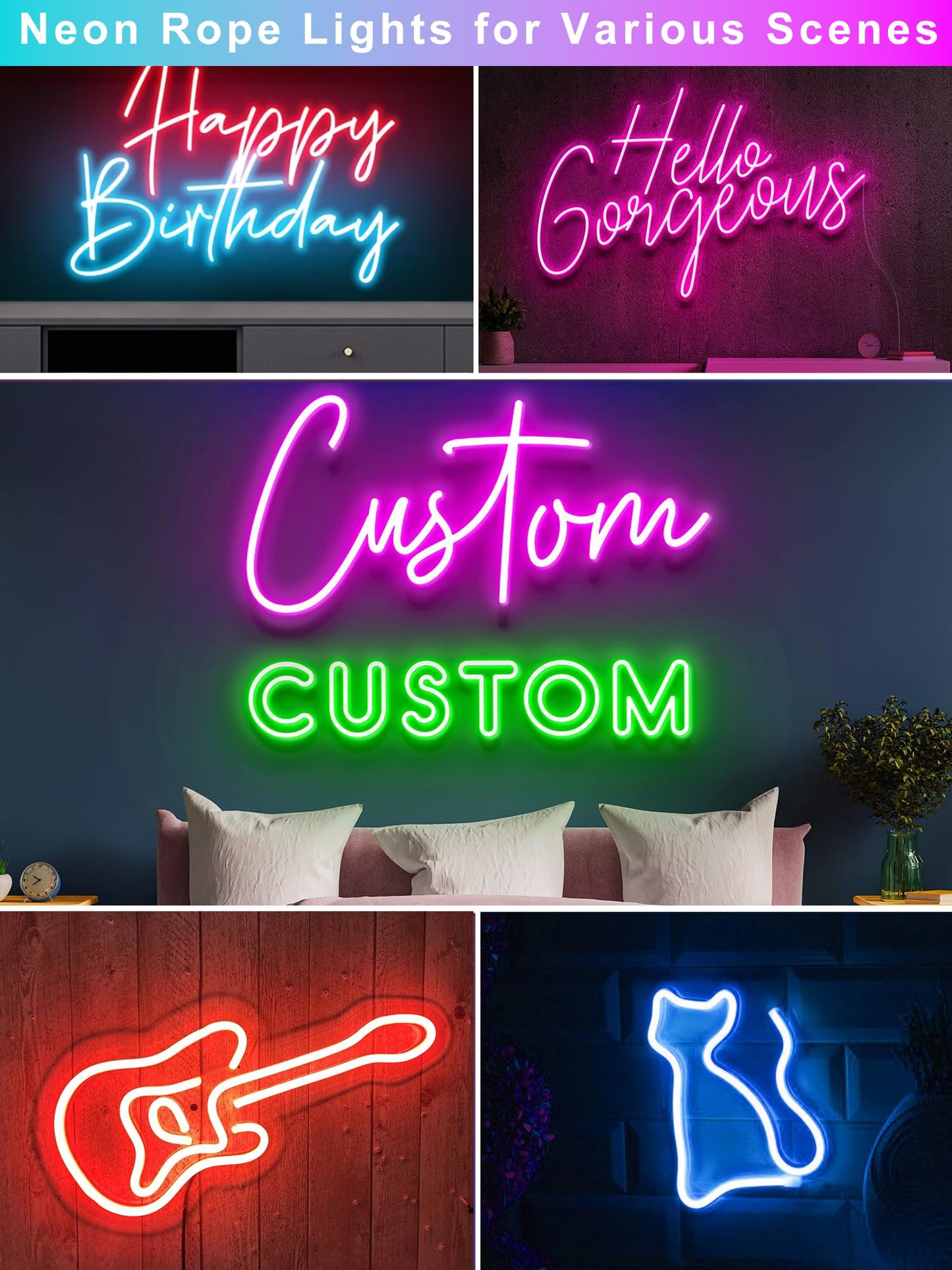 Ledagic 32.8ft LED Neon Rope Lights with App and Remote Control, IP65 Waterproof Neon Strip Lights for Outdoor Indoor, DIY Design Flexible Led Rope Lights for Bedroom, Living, Gaming, Party Decor