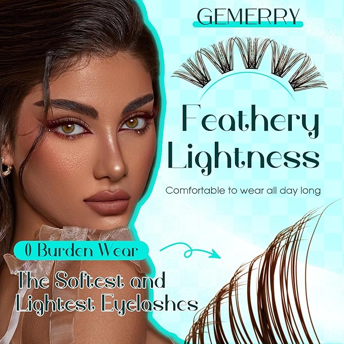 Brown Lash Clusters 280PCS Eyelash Clusters Natural Looking Individual Lash Extenison Fluffy Cluster Lashes DIY Lashes at Home by GEMERRY（200P-10-18mm-Brown)