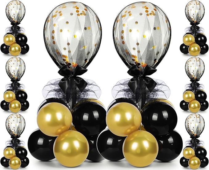 BBTO 8 Set Table Centerpieces Balloons Stand Kit, 80 Pcs Latex Balloons and Table Stand Holder with Base Tulle for Wedding...