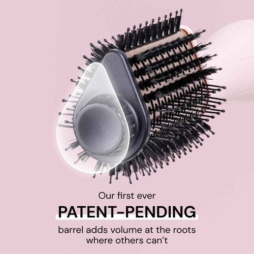 L'ANGE Hair Le Volume Elevé 65MM 2-in-1 Titanium Brush Dryer | Dry and Style | Unique Teardrop Shape Barrel | 3 Heat Settings | 360° Vented Airflow | Ionic Technology for Frizz-Free Styling (Blush)