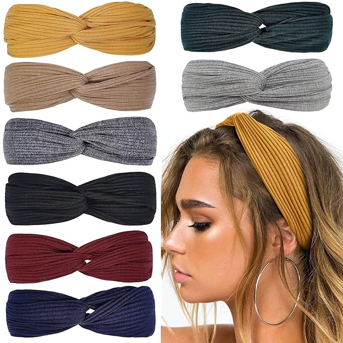 Huachi Headbands for Women Twist Knotted Women Head Bands Boho Stretchy Hair Bands Non Slip for Girls Criss Cross Turban P...