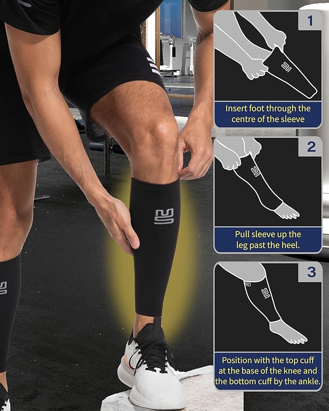 Modetro Sports Calf Compression Sleeves - Leg Sleeves for Men and Women - Shin Splint Relief Support Brace Running Flights