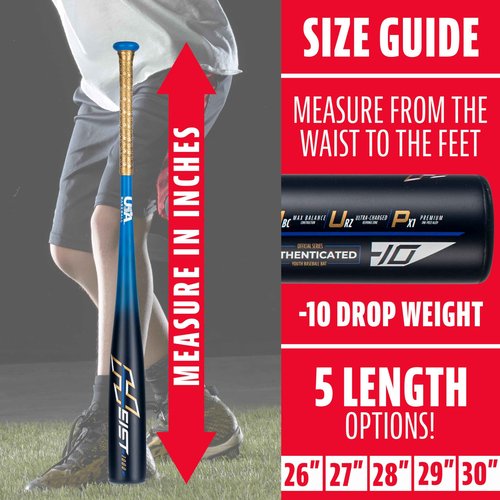 Franklin Sports Metal Youth Baseball Bat - Heist Kids Bats for Ages 8-12 - 2 5/8" Inch Big Barrel - Youth Drop -10 Aluminum Bats - USA Baseball Approved - 26" Inch / 16oz. - Royal 1000