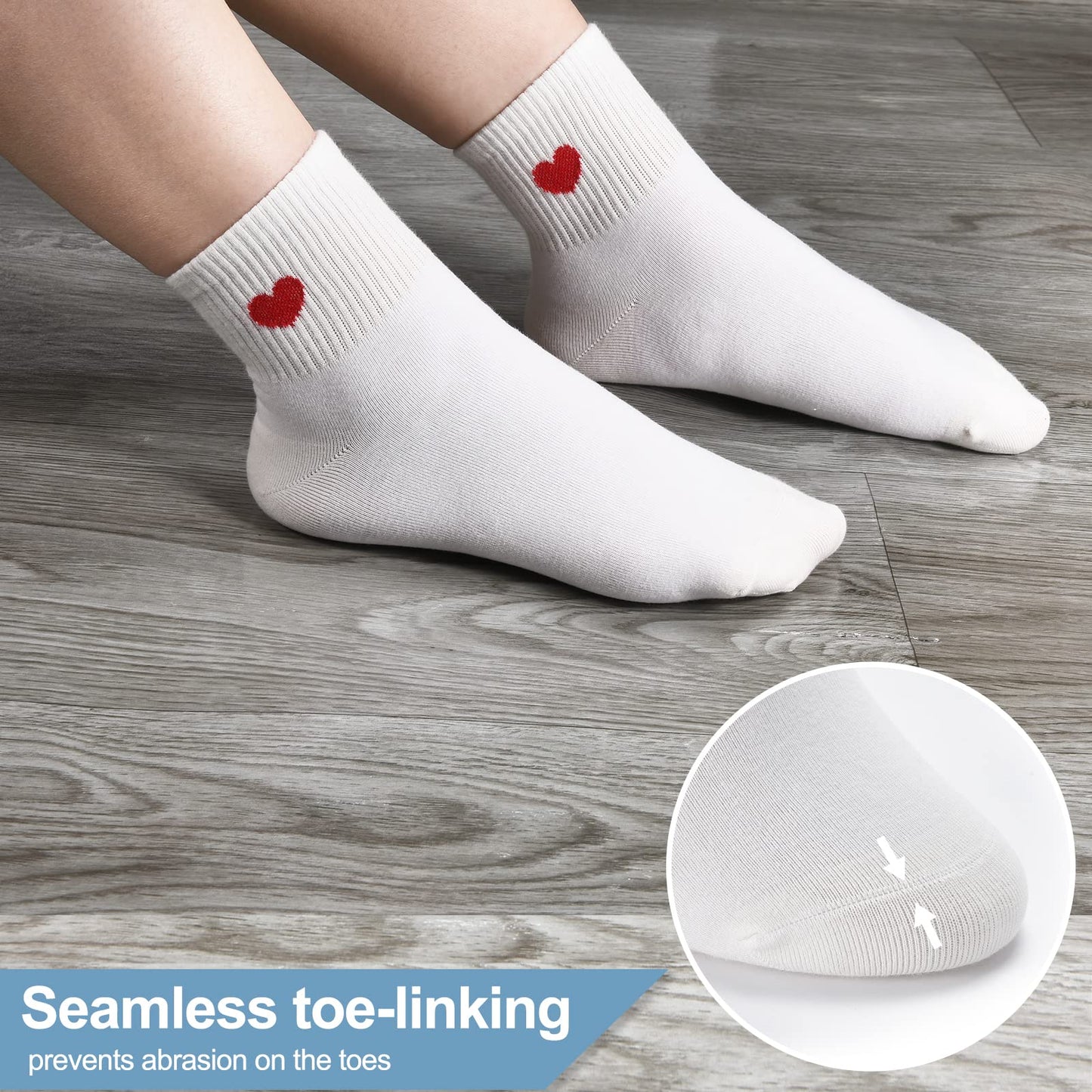 inhees Women's Cute Ankle Crew Socks - Novelty Fun Heart Cotton Casual Athletic Running Socks 6Pairs With Gift Box
