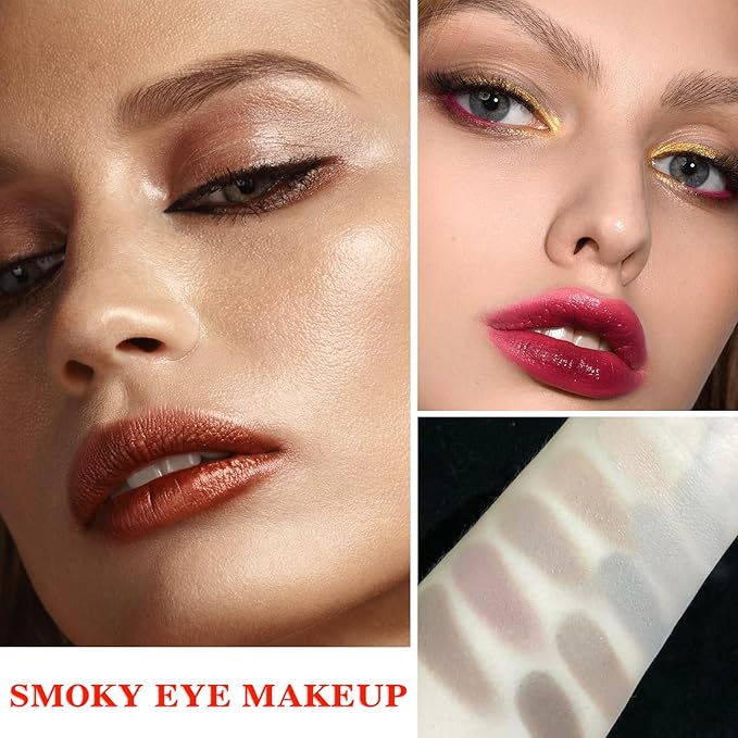 10 Shades Nude Matte Eyeshadow Palette,Shimmer Naked Eyeshadow Palette,Eye Shadow Palette Natural Flash Waterproof Durable Smoked Professional Makeup Palette With Brush 04