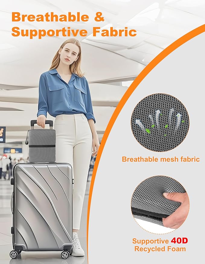FASTMOMENT Airplane Seat Cushion Portable Travel Cushion for Comfort Foldable Stadium Pad with Breathable Fabric Seat Pad Perfect for Long Flights, Office, Bleacher, Camping