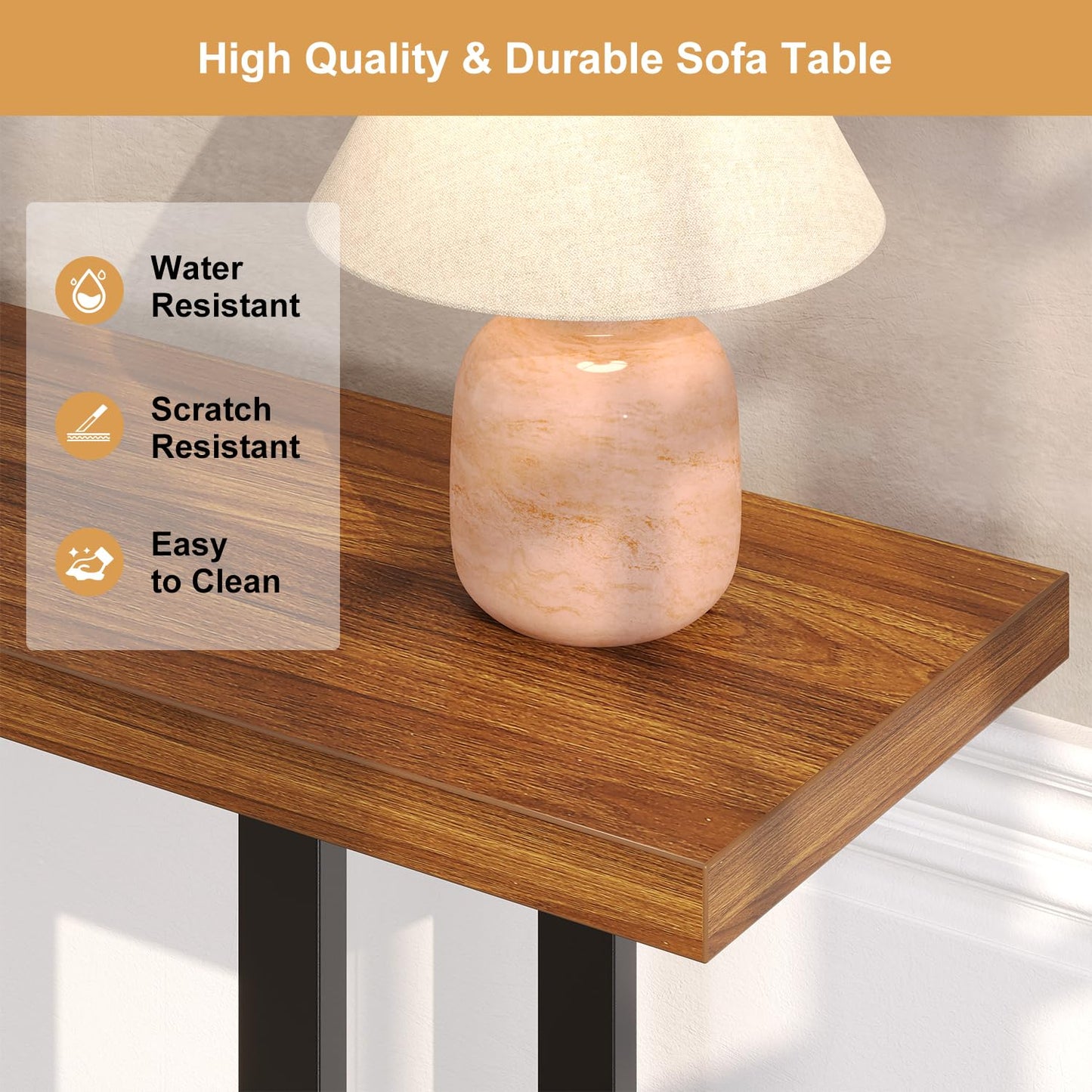 UNIQUITE 39.4 Inch Console Table, Industrial Entryway Table Sofa Tables Behind The Couch for Entrance Hallway Living Room, Rustic Brown