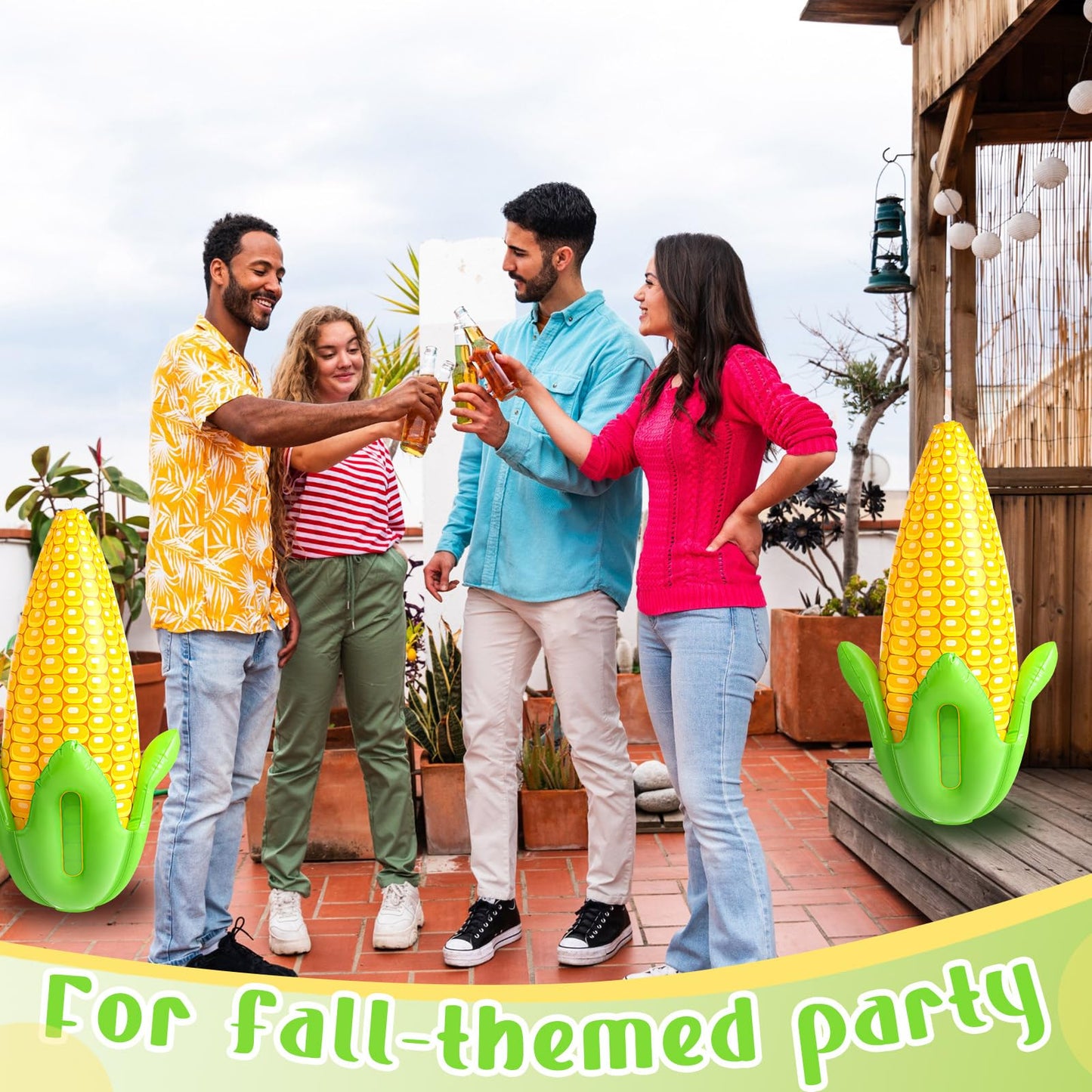 Deekin 2 Pack PVC Corn Balloons Inflatable Corn Cob 24" x 13" Blow up Harvest Decorations Balloons for Farm Fall Thanksgiving Party Decoration Supplies