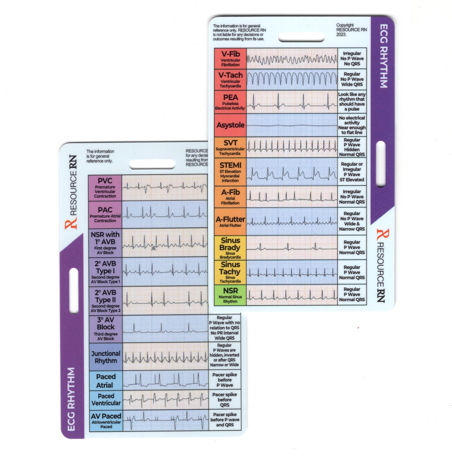 EKG Rhythm Interpretation Badge Card – Quick Reference Guide for ECG/EKG Rhythms – Dual-Sided, Horizontal & Vertical Layout – Pocket-Sized Cheat Sheet for Nurses, Paramedics & Medical Students