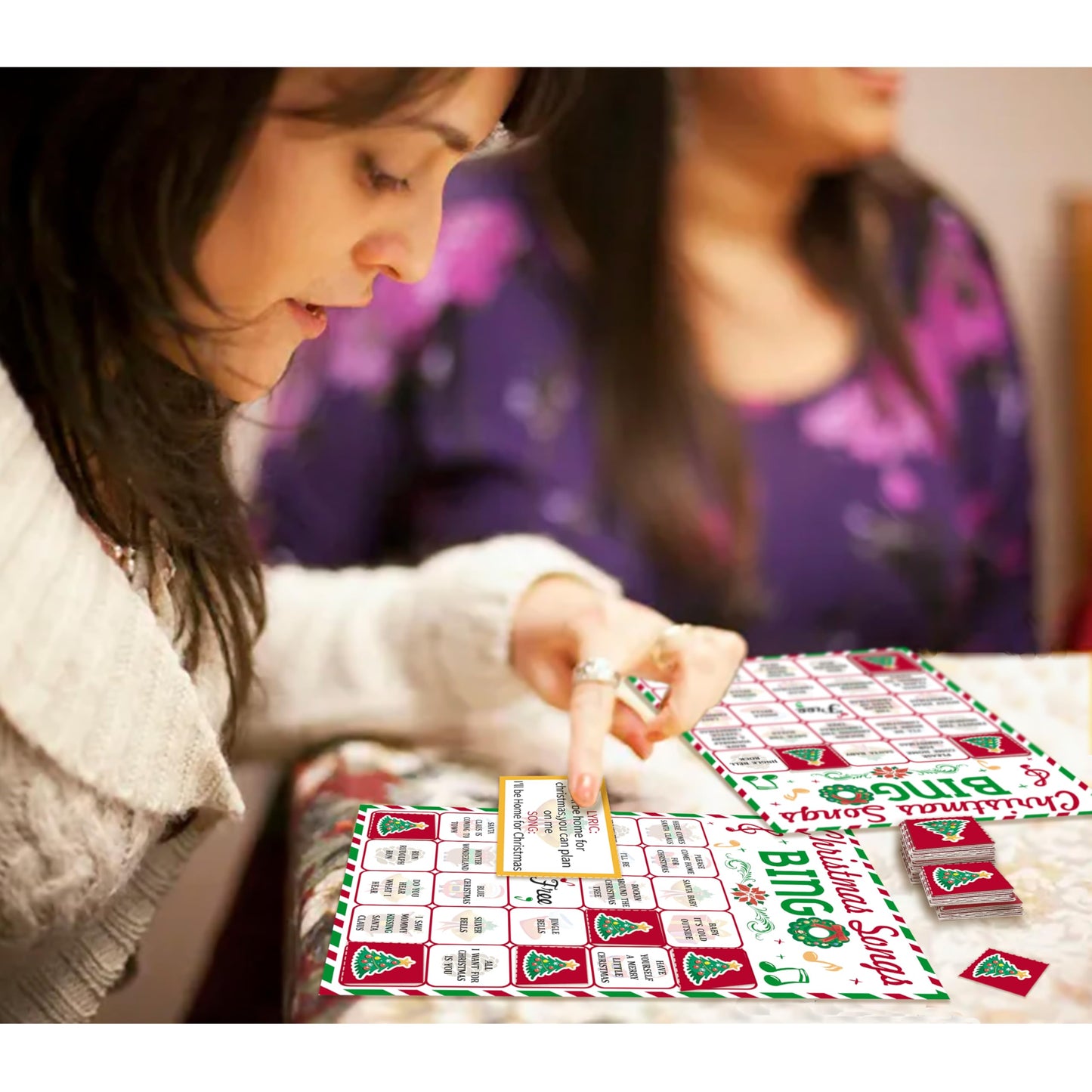 Christmas Bingo Game - 38 Sheet Song Bingo Cards for 24 Players, Adults, Families, Large Groups - Holiday Winter Party Card Games