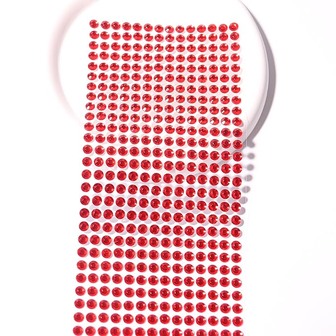 SARATA 3555PCS Rhinestone Stickers Red Gem Stickers Jewels for Crafts Face Gems Temporary Tattoos Acrylic Bling Stickers 3/4/5/6/8 MM Stick on Body Jewels Makeup Crystal Hair Nails for DIY Crafts