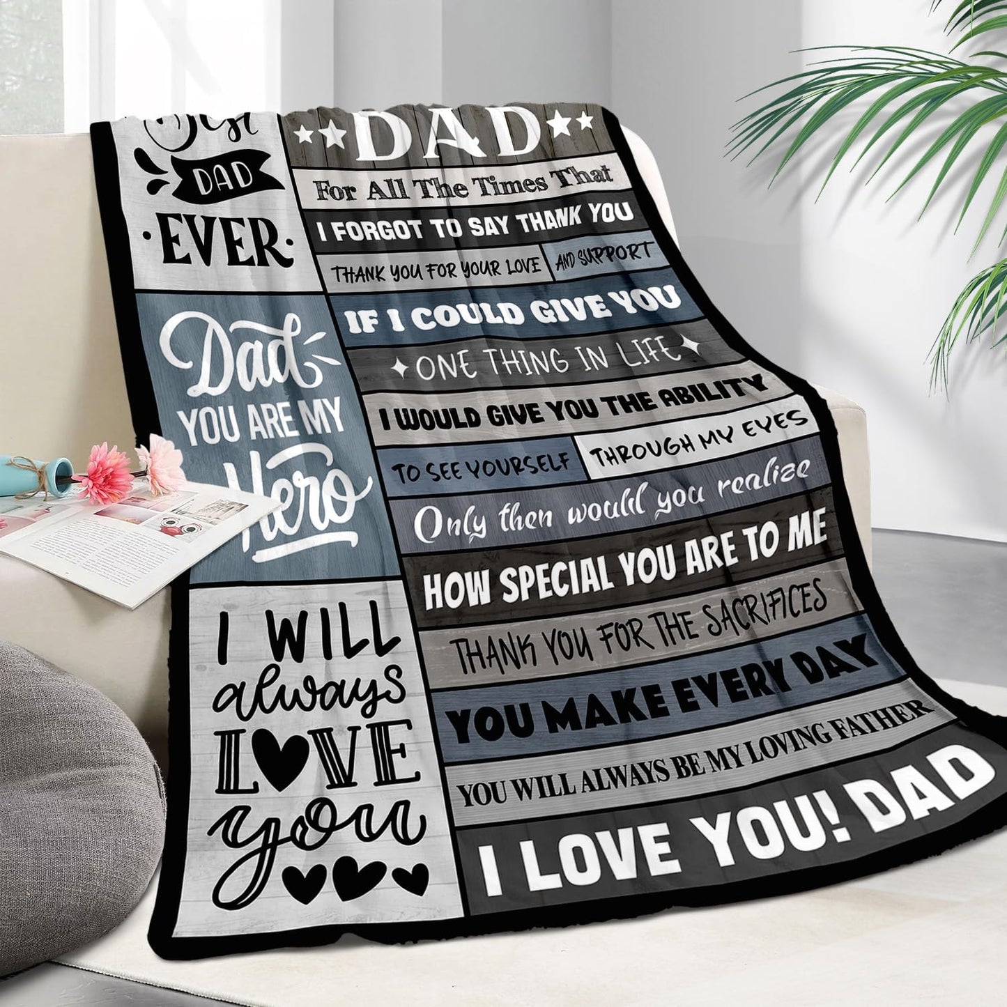 YPURTSD Birthday Gifts for Dad - Dads Gifts from Daughter Son - Christmas Valentines Fathers Day Presents for Father - Blanket for Dad Who Wants Nothing - to My Best Father Ever Blanket 50"x60"