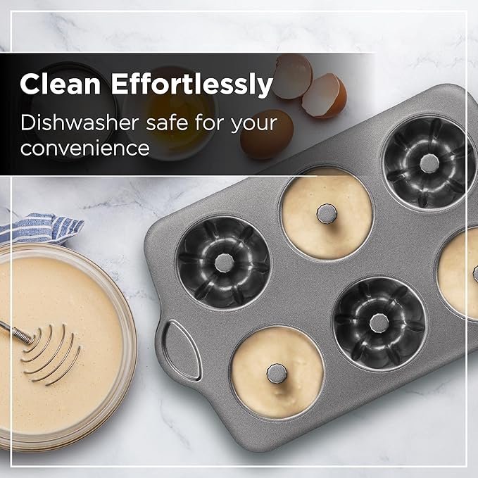 Wrenbury Set of 2 Nonstick Mini Buntz Cake Pan Non Stick for Baking - 6 Cup Bundlette Fluted Cake Tin for Small Cakes - PFOA Free and Dishwasher Safe - 3.75” Cup Width