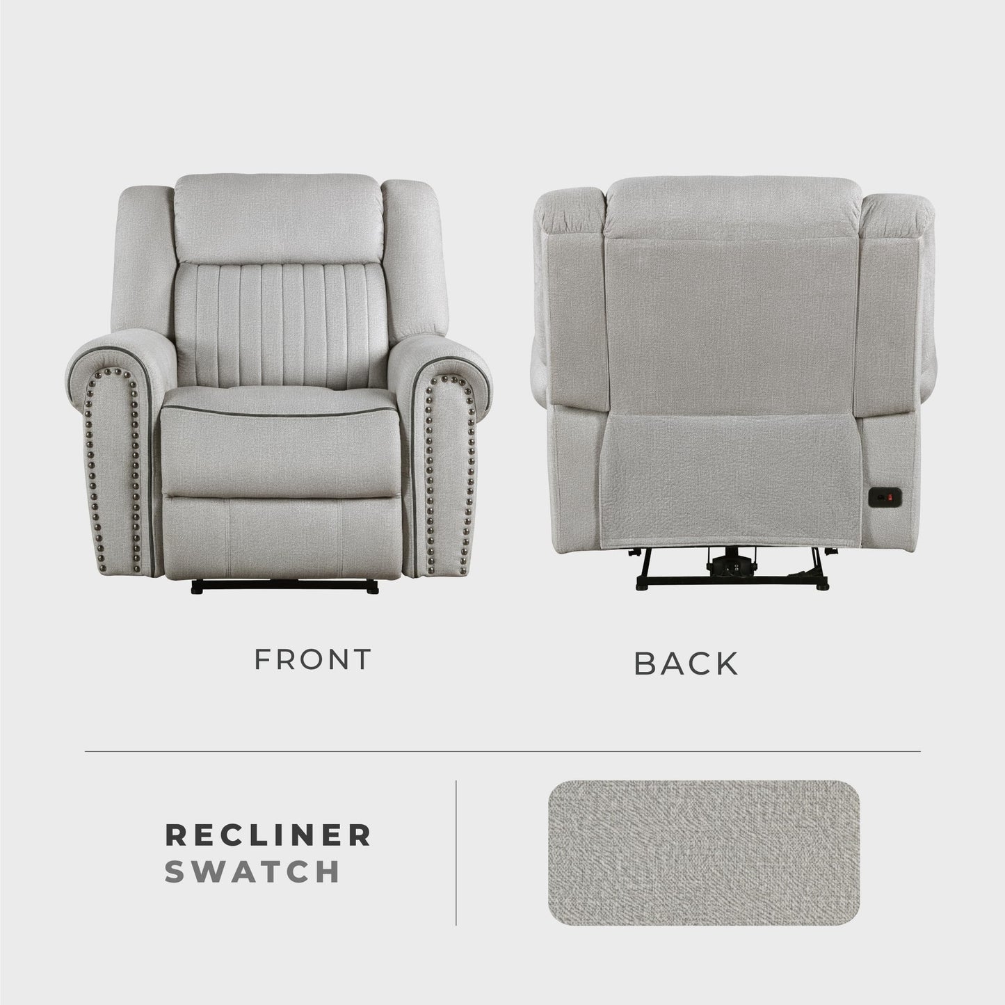 Lexicon Recliner Chair Living Room Reclining Sofa Chair, Modern Home Theater Seating Comfortable Rolled Arm Microfiber Recliner, Power Recliner Sofa Chair for Living Room/Office/Apartment, Mist